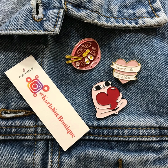 Urban Outfitters Jewelry - Fashion Pins | Girly Vulgar Meme Inspired Set